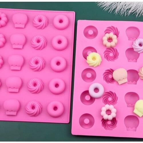 3D Mini Donut Fruit Shape Silicone Chocolate Cake Molds Candy Sugar Craft Cookie Baking Tools Resin Clay Fondant Moulds