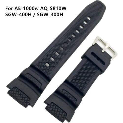 Black White 25 * 18mm Scilice Gel Rubber Replace Cas AE-1000w AQ-S810W SGW-400H / SGW-300H Watchabnd Watch Band Strap + Tool