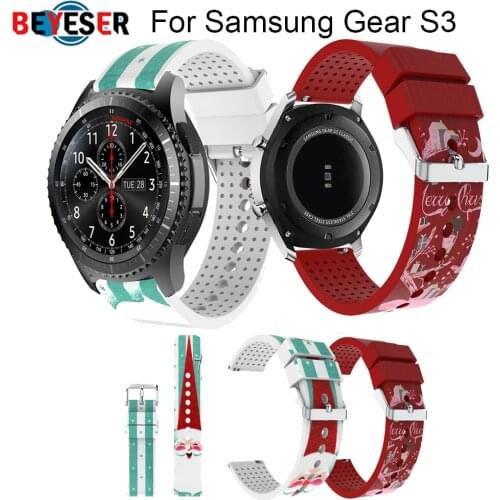 Christmas Watch band 22mm Soft Silicone Replacement Bracelet Strap for Samsung Gear S3 Frontier galaxy Watch 3 45mm 46mm bands