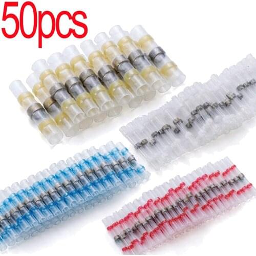 50pcs/Lot Heat Shrink Soldering Sleeve Terminals Insulated Waterproof Butt Connectors Kit Electrical Wire Soldered Terminals