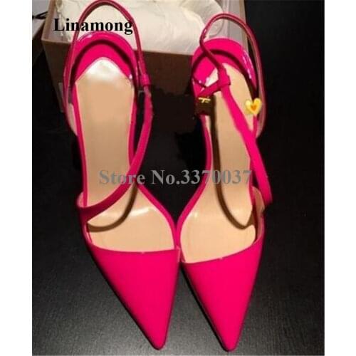 Women Sexy Fashion Pointed Toe Patent Leather Stiletto Heel Pumps Rose Red Strap Cross High Heels Wedding Dress Shoes