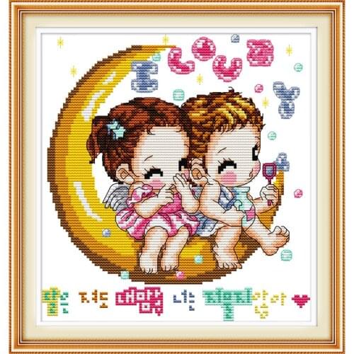 Everlasting Love Sweet Moon Chinese Cross Stitch Kits Ecological Cotton Stamped 14CT 11CT DIY Gift Wedding Decoration For Home
