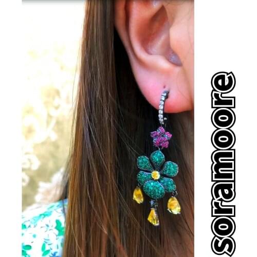 High Quality Shiny Lolita style Luxury Sweet Romantic Flowers Earrings For Women Bridal Wedding Party Daily Trendy Jewelry