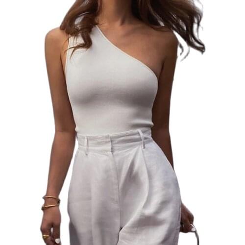 Women Sports Tank Tops Sexy Crop Tops Vest Casual Female One Shoulder Summer Outfits Tops Fitness Elastic