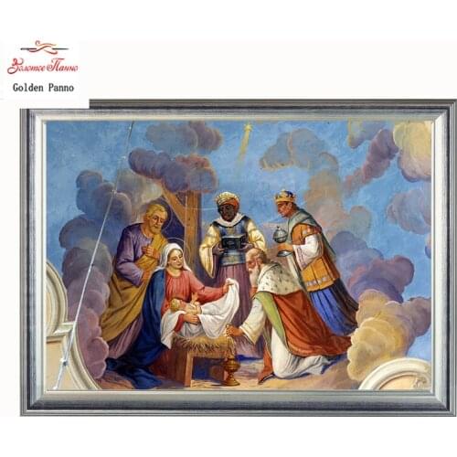 Golden Panno Needlework DIY DMC Cross stitch Sets For Embroidery kits Precise unprinted religion Patterns Counted Cross-stitch08