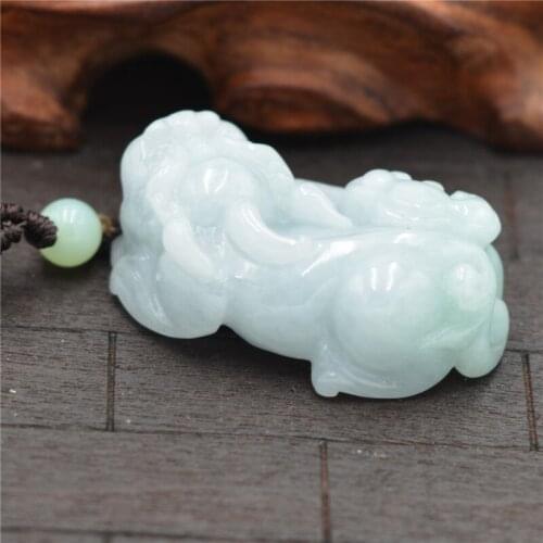 100% Natural Jadeite Jades Pendant 3D Handmade Carved Pi Xiu/Pi Yao Pendants Women Mens Amulet Jades Jewelry