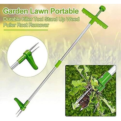 2 Pack Stand-Up Weeder Root Removal Tool 39inch Long Reinforced Aluminum Pole Manual Remover Weed Puller Hand Tool