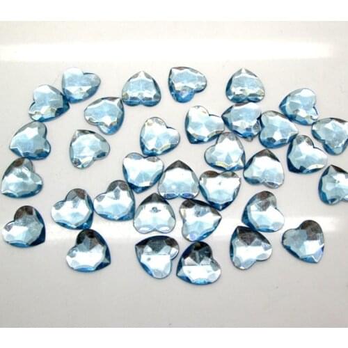 200Pcs Light Blue Acrylic Heart Decoration Crafts Flatback Cabochon Scrapbooking Embellishments Beads Diy Accessories