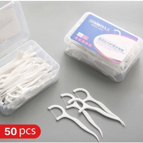 2boxes100pcs High tensile dental floss stick portable dental care flossing tooth gap cleaner bow toothpick flat wire 50pcs a lot