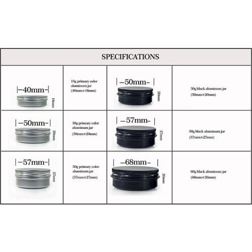 500pcs 15g Black Aluminum Jar Empty Small Lip Oil Cosmetic Eye Cream Bottle Refillable Batom Travel set Lotion Tin Containers