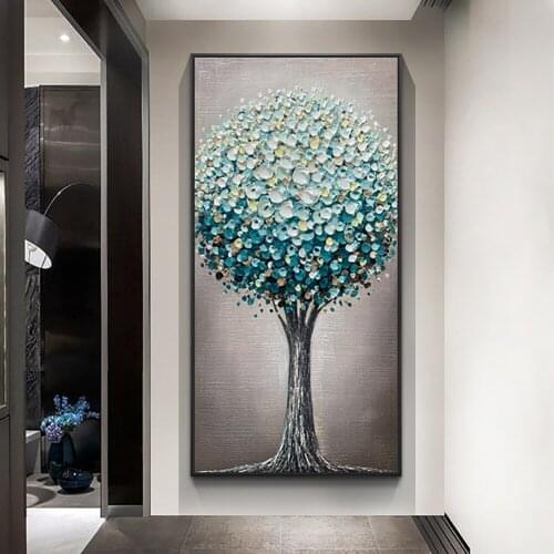 Abstract Hand Painted Oil Painting Thick Oil Canvas Paintings Lucky Tree Wall Art Pictures Bedroom Living Room Home Decoration