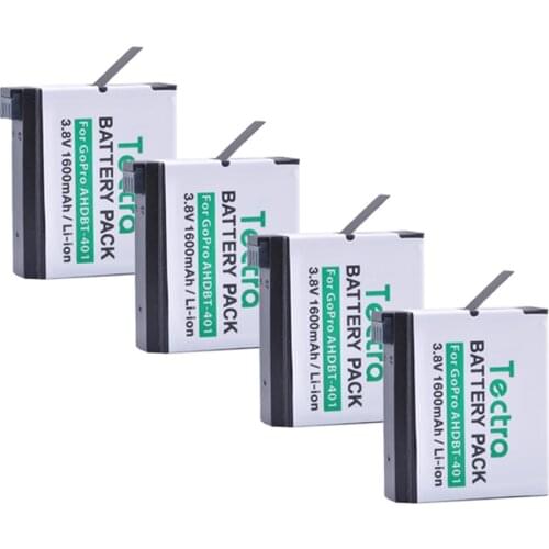 4Pcs 1600mAh Gopro Hero 4 Battery Replacement for GoPro HERO4 GoPro AHDBT-401 Action Camera Bateria