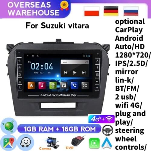 4core Android Car Multimedia DVD Player For Suzuki Vitara 2017-2019+ Auto Radio CAR GPS Navigation Radio Stereo Support Russian