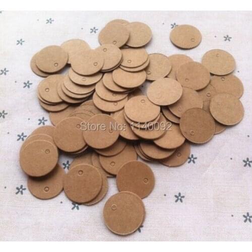 Free shipping 1000 pcs a lot 350 gsm dia.2cm blank round kraft paper tag/baking price tags/garment hang tag/labels