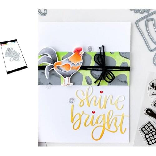 Letters Shine Bright Background Decoration Greeting Cards Metal Cutting Die Stencil DIY Scrapbooking Craft Embossing 2021Newest