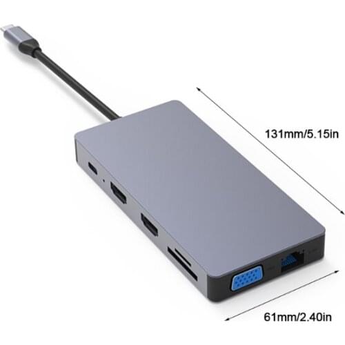 M68F Blueendless Type C USB Hub 12 in 1 Rj45 2xHDMI-Compatible USB3.0 Type C VGA Port Docking Station PD100W Fast Charging