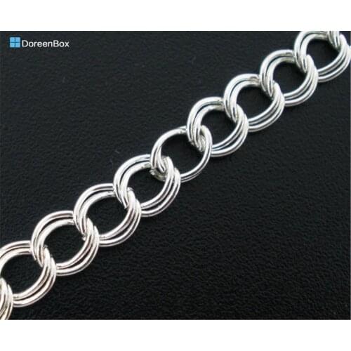 Doreen Box Lovely 400cm Silver color Double Loops Link Chains Findings 5x6mm (B04084)