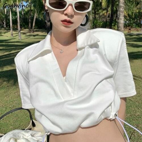 T-Shirts Women Sexy Female Tops Loose Harajuku Korean Style Fashion Popular Cozy Soft Ulzzang Elegant Students All-match Simple