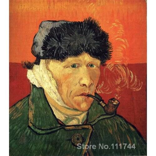 Art Oil paintings Self portrait with bandaged ear Vincent Van Gogh reproduction Handmade High quality