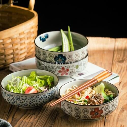 Creative Japanese Style 5.5-inch Ceramic Bowl Household Ramen Bowl Short Bowl Tableware Set Large Rice Bowl Eating Bowl