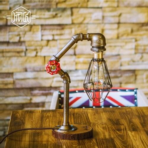 Creative Iron Water Pipe Desk LampRH Vintage Edison Style Table Light For Rooms Crafts Bedroom Study Room Escritorio