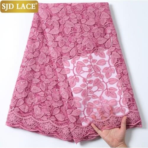 SJD LACE White Milk Silk Lace High Quality Sequins African Lace Fabric 3D Applique French Lace Fabric For Wedding Party SewA1997