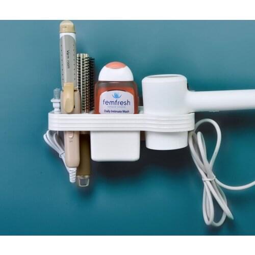 Multifunctional Hands-free Hair Dryer Hair Curler Plastic Box Bathroom Toilet Storage Rack Shelf Wall Hanging Set Household