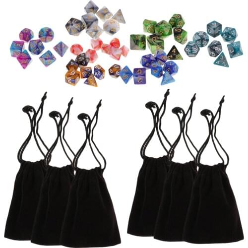 49PCS Double-Colors Polyhedral Dice 16mm for Dungeons and Dragons RPG MTG Games