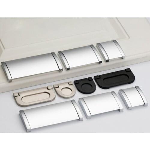Surface mounted dark silver drawer handle modern flip handle dark buckle buckle hand furniture hardware accessories