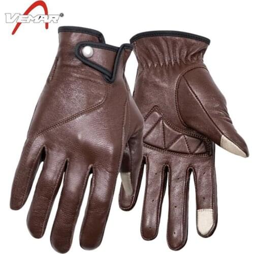 Motorcycle Gloves Touch Screen Genuine Leather Men Motorbike Full Finger Gloves Retro Motocross Moto Gloves Guantes Moto