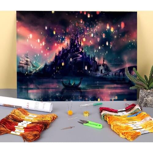 Portrait The Lights Printed Canvas 11CT Cross-Stitch Set DIY Embroidery DMC Threads Handicraft Handiwork Hobby Promotions