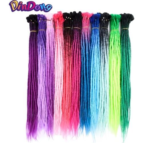 DinDong 24 inch Handmade Dreadlocks Crochet Hair Extensions Synthetic Ombre Soft Reggae Hair Crochet Braids 25 Colors Available