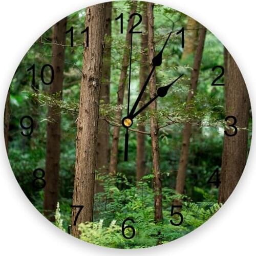 Green Forest 3D Wall Clock Modern Design Brief Living Room Decoration Kitchen Clock Art Wall Watch Home Decor