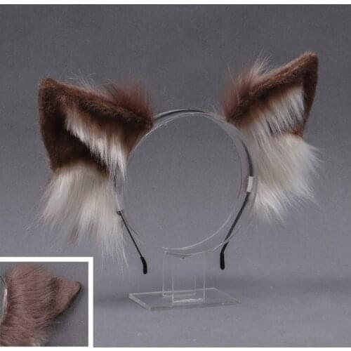 Simulation 3D Furry Wolf Ears Headband Faux Fur Fluffy Plush Animal Hair Hoop Anime Masquerade Cosplay Hair Accessories