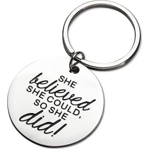 Graduation Gifts 2021 Keychain Inspirational Gifts She Believed She Could So She Did Best Friend Birthday Gifts Key Ring