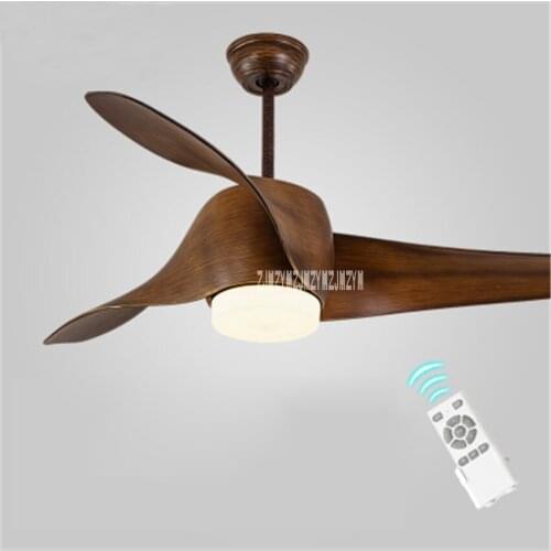 Ceiling Fan Variable Frequency LED Light 52 Inch European Living Room Fan lamp 3 Leaves 5 Stalls Remote Control 110-240V 15-75W