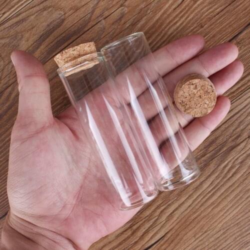 5pcs 50ml 30*100mm Test Tubes Glass bottle with Cork Lids Message Bottles Glass Jars Glass vessels Spice Jars for Art Craft