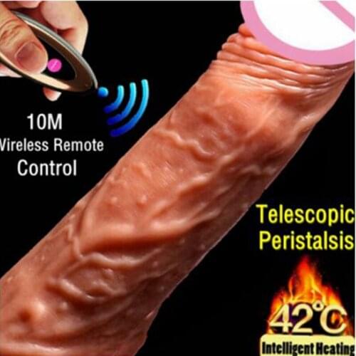 Realistic Dildo Vibrator Electric Heating Telescopic Vibrating Big Penis G-Spot Sex Toy for Women Wireless Remote Dildo Vibrator