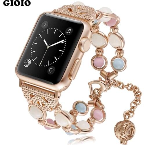 Strap For Apple watch band 44mm 40mm iWatch serice 5 4 3 2 Women Night Luminous Pearl bracelet for Apple watch 6 strap 38mm 42mm