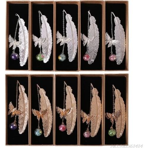 Retro Vintage Feather Butterfly Metal Bookmarks Label Book Mark Stationery Handmade DIY Art Craft Gift N16 20 Dropshipping