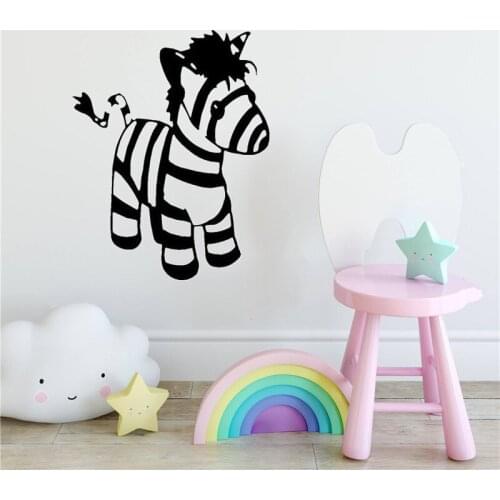 Removable Wallpaper Animal Salon Little Zebra Sign Decals Art Wall Murals Vinyl Wall Sticker For Child Kids Room CX98