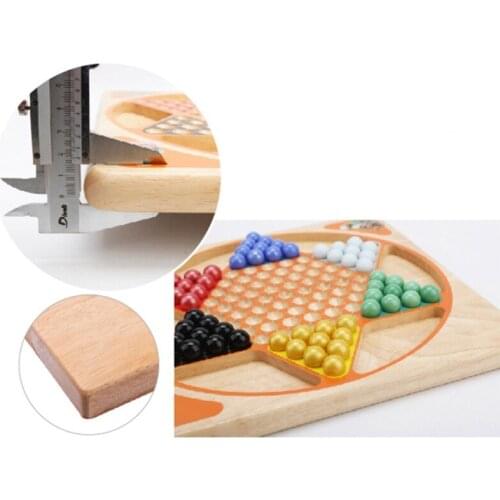 2 in 1 Checkers & Flight Chess Combo Set Wooden Family Games Children Educational Toy Table Puzzle Board