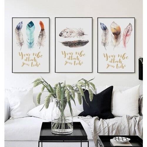 Nordic Minimalism Abstract Painting Feather Leaves Frameless Poster Decorative Picture Modern Home Decoration Wall Decor