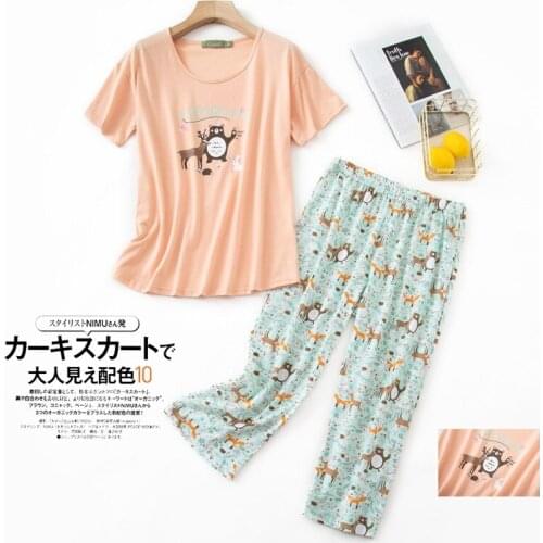 Spring Mom Pajamas Set Short Sleeve T-shirt Long Pants 2Piece/Set Sexy Hot Pyjama Big Size Homewear Cozy Plus Sleepwear