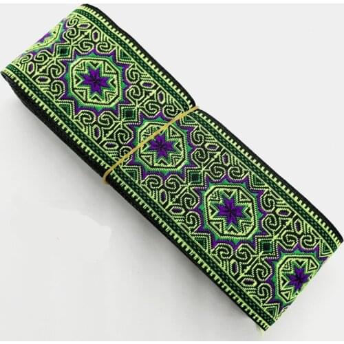 High Quality 2 "5cm 8yard / lot Woven Jacquard RibbonGreen star treasure pattern And Belt Lace Clothing accessories