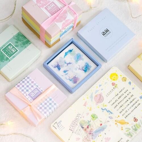 Yisuremia 50Pcs/Set Kawaii Decorative Stickers DIY Diary Daily Planner Scrapbooking Paper Sticker School Stationery Gift Box