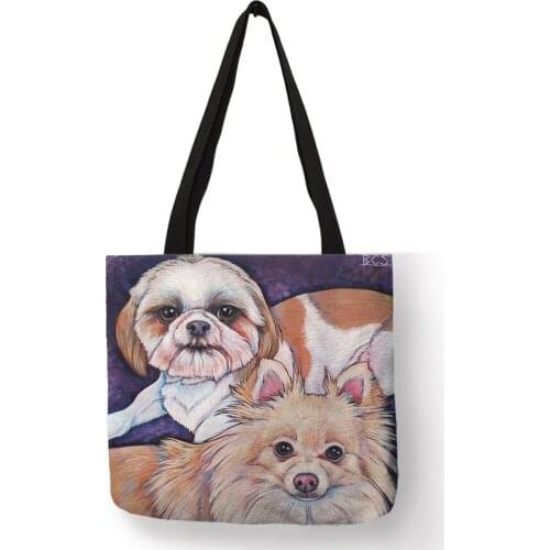 Women Fashion Handbag Large Shopping Bags Tote Lovely 3D Bomi Golden Retriever Print Shoulder Bags For Traveling School