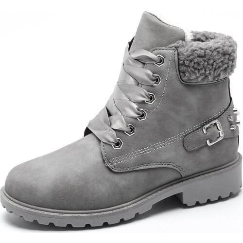 Womens Shoes Boots Martin boots rivet pearl in tube thick heel snow cotton boots size 43 plus velvet to keep warm winter new