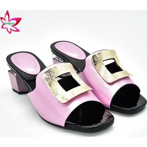 Office Ladies Concise Style Italian Women Popular Sandals for Royal Party Confortable Heels in Onions Color African Ladies Shoe