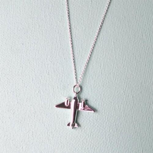 Sterling silver 925 classic fashion small plane pendant ladies necklace jewelry
